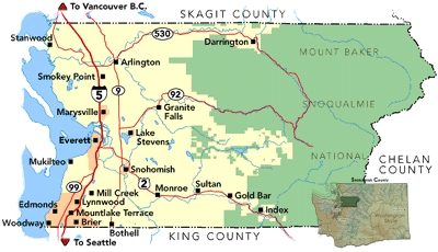 Snohomish County, Washington State, USA : Scanner lives in the City of Snohomish, in Snohomish County, in Washington State in the USA. On the lower right side of the map is a small image of Washington State with Snohomish County shaded.