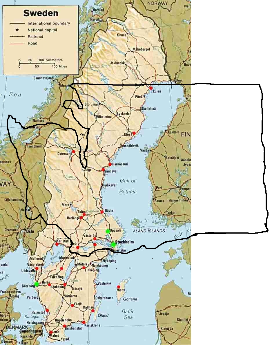 Size Compare Sweden and Washington